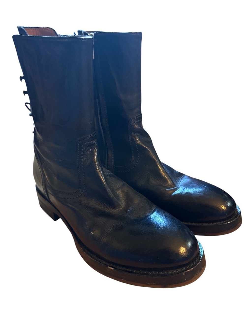 Officine Creative Black Leather Mid-Calf Zip Boots 37.5
